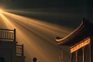旧唱片行剧照:木质唱片架上一排排黑胶与墙角落灰的留声机